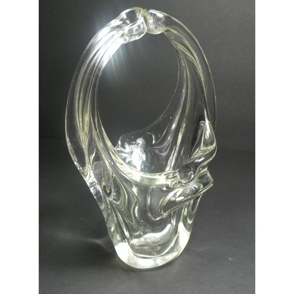 Vintage Murano Hand Blown Clear Glass Abstract Art Basket/Candy Dish - Picture 4 of 12